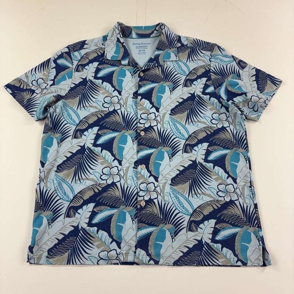 Tommy Bahama IslandZone Shirt Mens XL Floral Hawaiian Short Sleeve Button Up